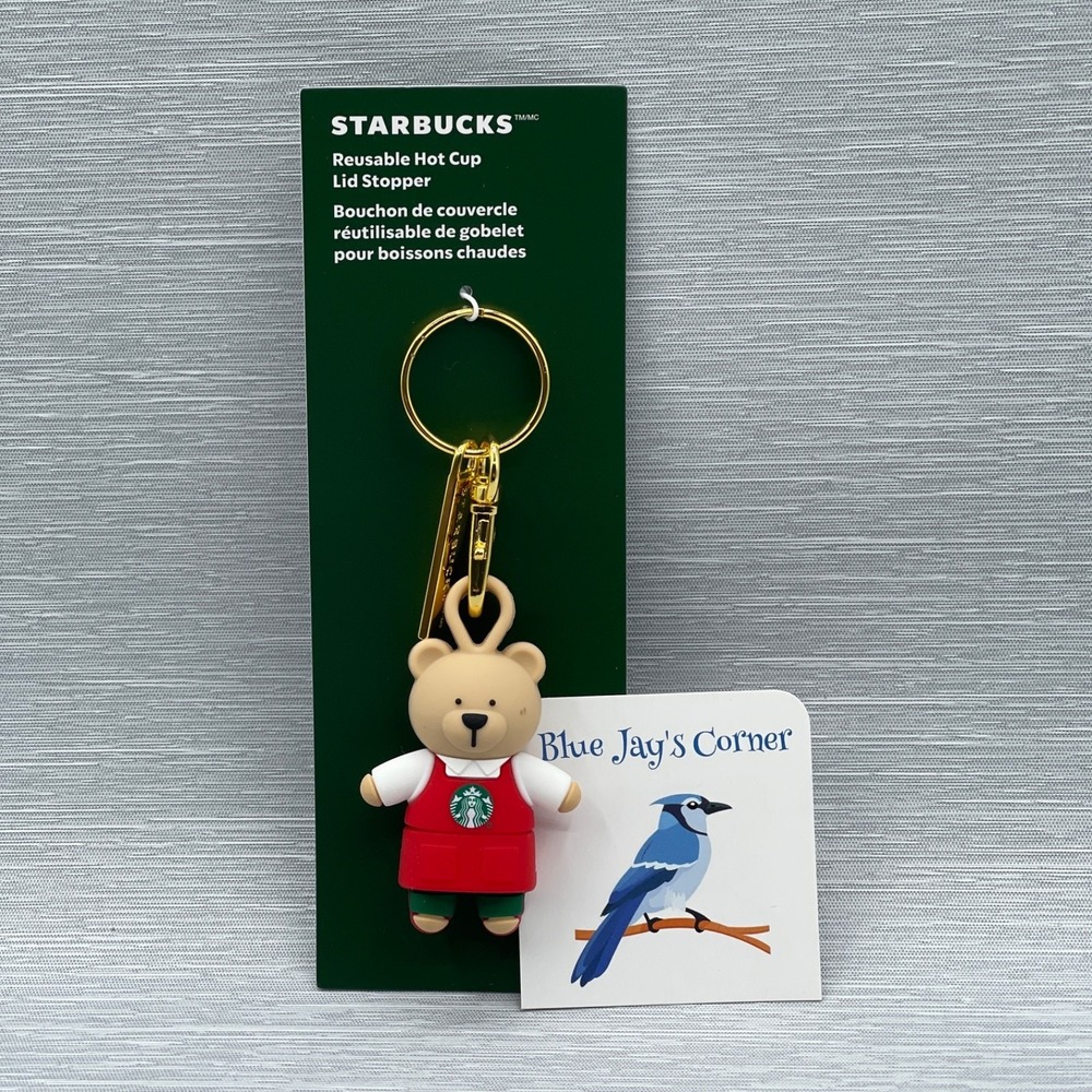 Starbucks Stopper Keychain‎ for Reusable Cup Bearista Red Apron Christmas 2025